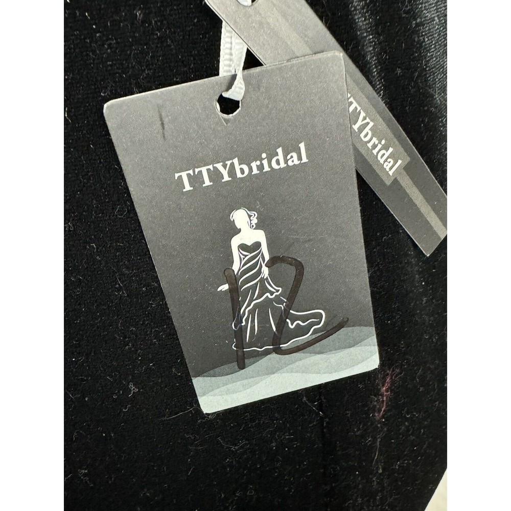 TTY Bridal Women's Size 8 Black Off The Shoulder Velvet Mermaid Evening Gown - Picture 10 of 16